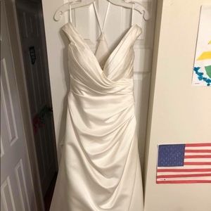 Ivory satin wedding dress